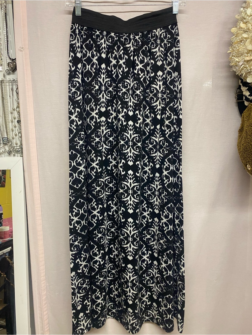 Joe B Black and White Printed Maxi Skirt